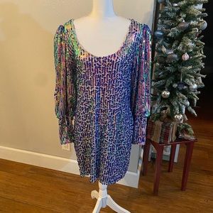 Multi Color Sequin Dress with Padded Shoulders (16)